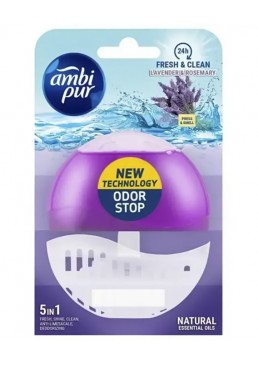 Підвісний блок для туалету Ambi Pur Odor Stop 5в1 Лаванда і розмарин, 55 мл